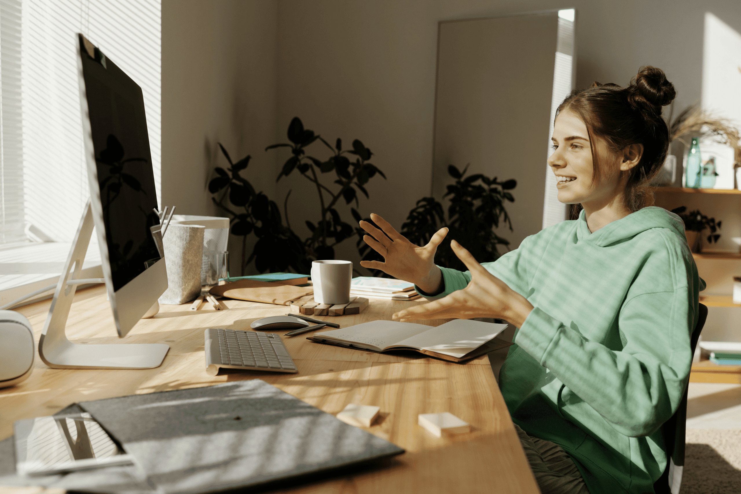 People discussing their experience with a product, using different communication techniques