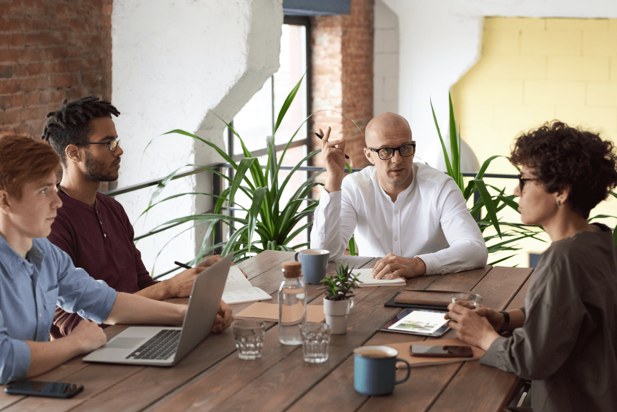 People discussing their experience with a product, analyzing feedback